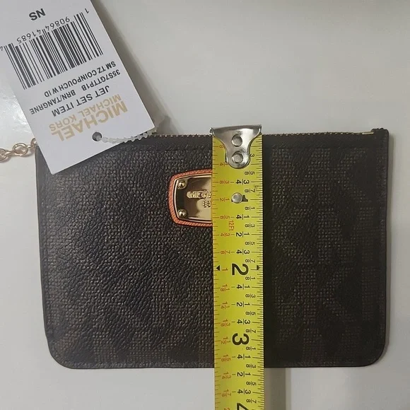 Michael Kors Jet Set Small Brown Tangerine Coinpouch w ID Holder